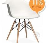 Silla Butaca/Sitial eames blanco-negro / Palo Piña