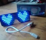 Lentes led corazon cargador usb